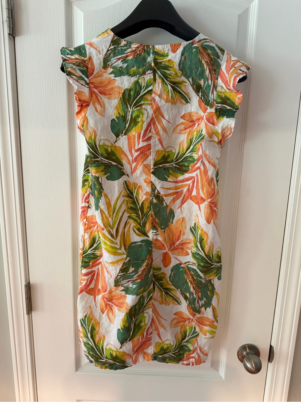 Nicole Miller Linen Orange & Green Tropical Shift Dress - Picture 3 of 5